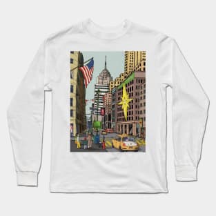Christmas Manhattan New York Cityscape USA Long Sleeve T-Shirt